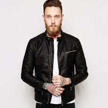 Load image into Gallery viewer, Men’s Lambskin Leather Biker Jacket – Premium Moto Style Jacket
