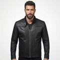 Men’s Classic Black Leather Jacket – Timeless Casual Biker Coat