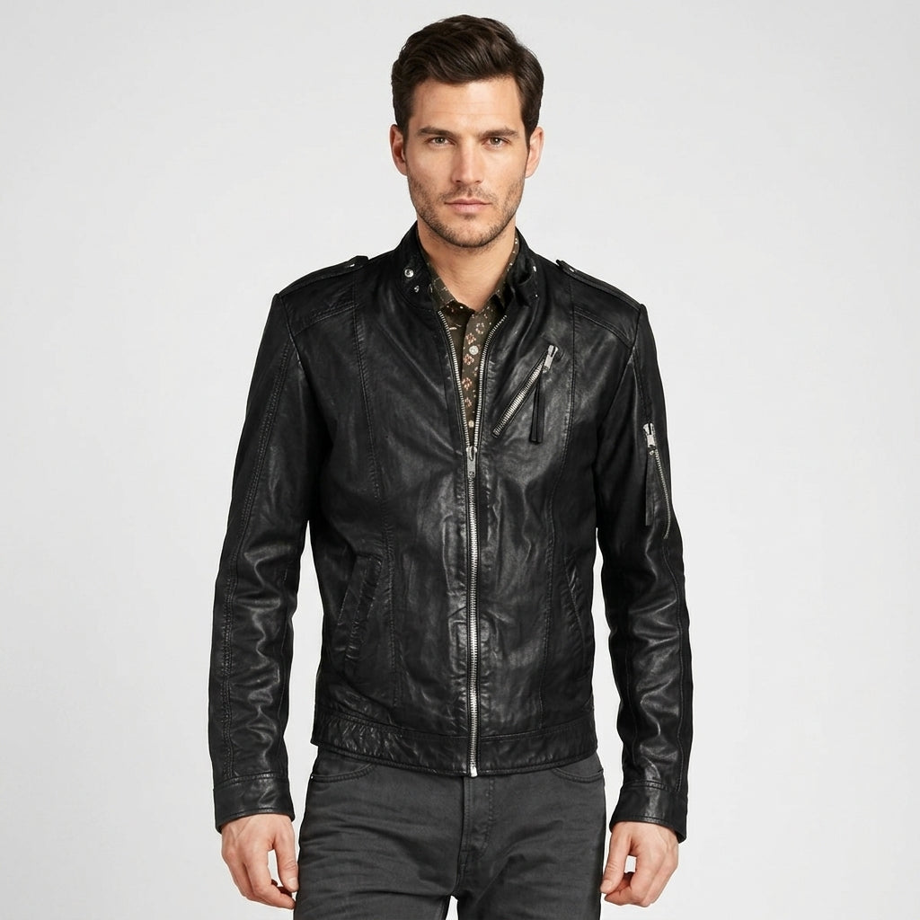 Classic Black Leather Jacket for Men – Timeless Genuine Leather Style