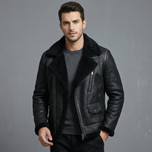 Laden Sie das Bild in den Galerie-Viewer, B3 Shearling Leather Jacket _ Men's Flying Jacket
