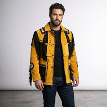 Laden Sie das Bild in den Galerie-Viewer, Men’s Native American Traditional Western Leather Jacket
