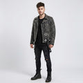 Men's Punk Metal Button Studded Leather Jacket