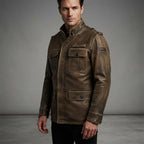 Men's Vintage Brown Genuine Field Leather Jacket