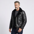 Men’s Black B3 Shearling Bomber Jacket – Premium Sheepskin Aviator Coat