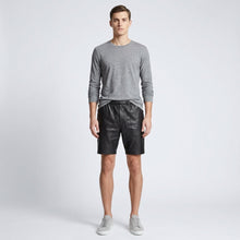 Load image into Gallery viewer, Men’s Matte Black Leather Shorts with Elastic Waistband
