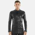 Men’s Slim Fit Black Leather Shirt – Premium Leather Shirt Jacket