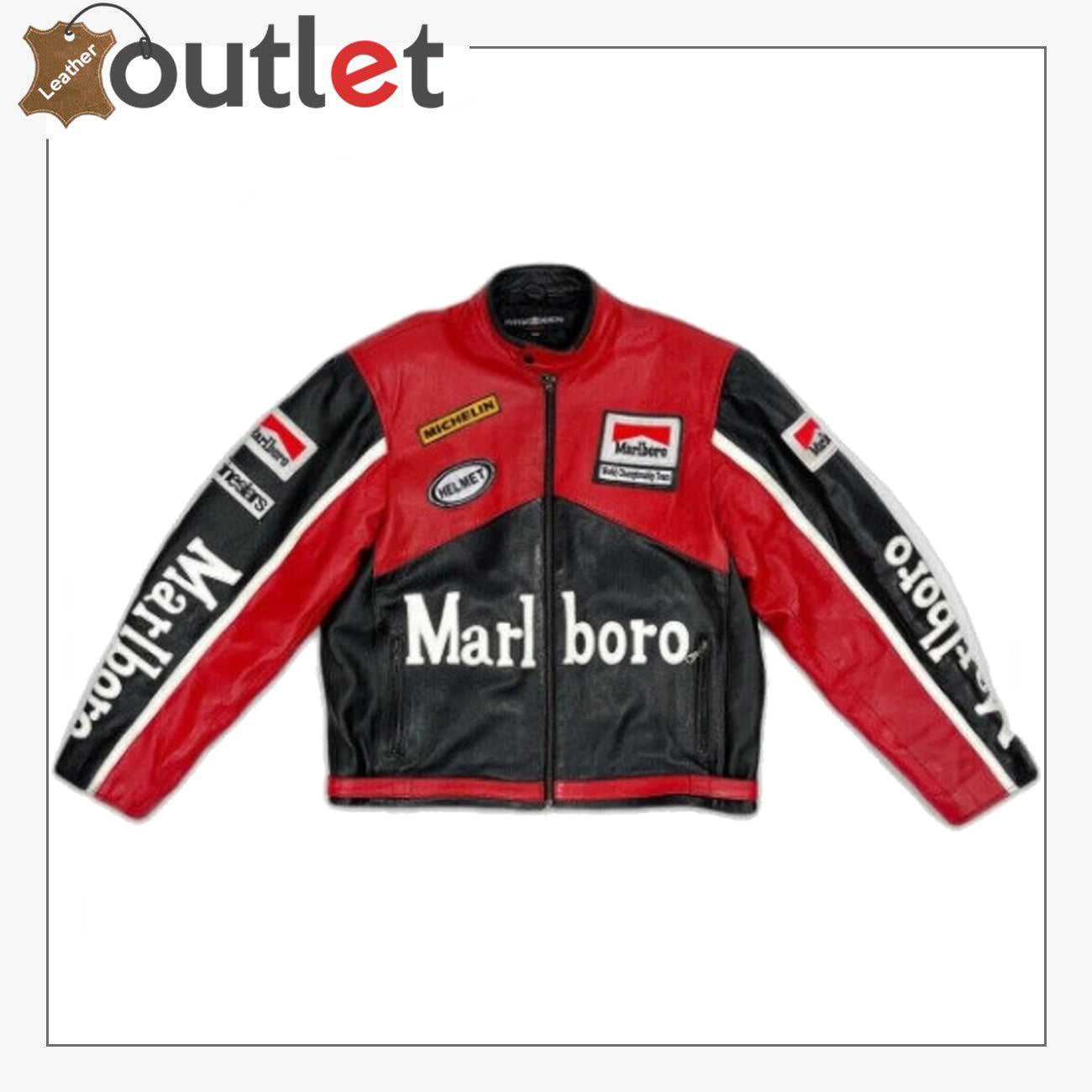 Marlboro Vintage Racing Rare Motorcycle Biker Leather Jacket Leather Outlet