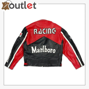 Marlboro Vintage Racing Rare Motorcycle Biker Leather Jacket Leather Outlet
