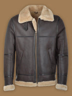 Heritage RAF dunkelbraune Shearling-Pilotenjacke