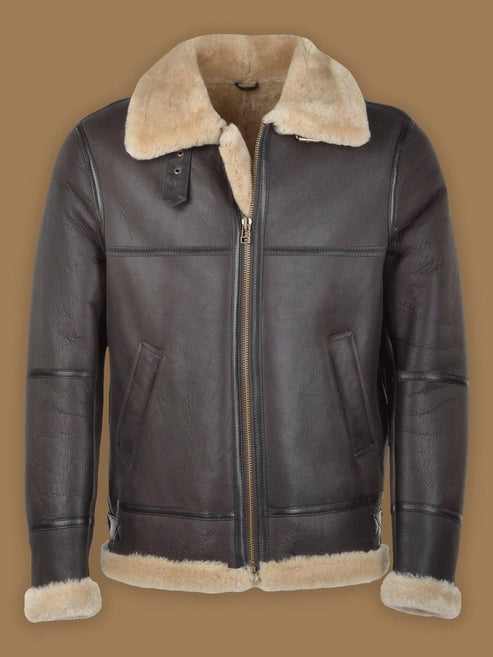 Heritage RAF dunkelbraune Shearling-Pilotenjacke