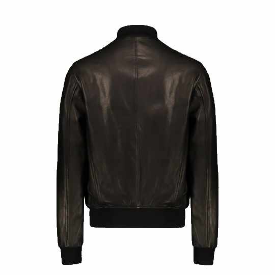 Herren Leder Bomberjacke, Schwarz