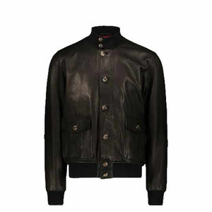 Men Black Flight Leather Bomber Jacket