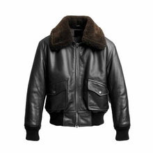 Load image into Gallery viewer, Men Black Leather Flight Bomber Leather Jacket Leather Outlet
