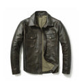 Men New style Dark Brown Slim Fit Leather Shirt Leather Outlet