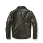 Men New style Dark Brown Slim Fit Leather Shirt Leather Outlet
