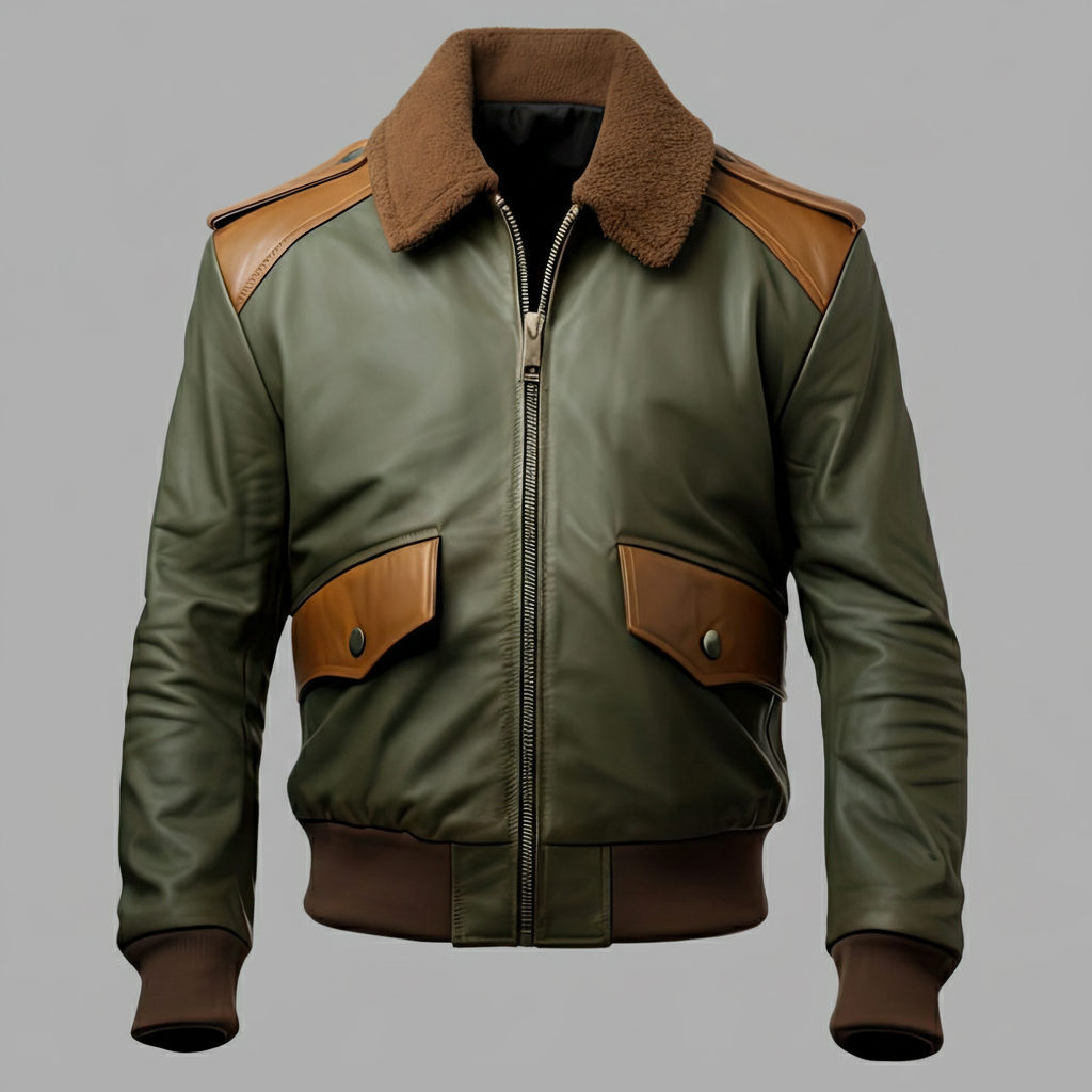 Herren A2 Klassische Lederbomberjacke