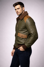 Laden Sie das Bild in den Galerie-Viewer, Herren A2 Klassische Lederbomberjacke
