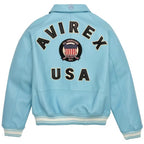 Men's Avirex Sky Blue Leather Jacket Leather Outlet
