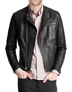 Men’s Black Leather Bomber Jacket – Classic & Casual Style