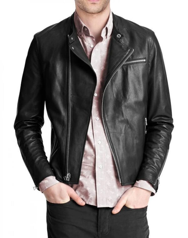 Men’s Black Leather Bomber Jacket – Classic & Casual Style