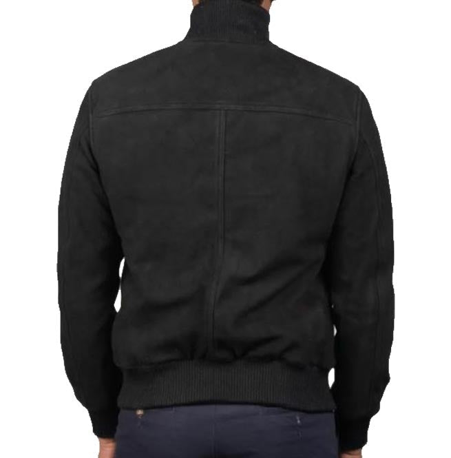 Men’s Black Suede Leather Bomber Jacket – Classic & Stylish Outerwear