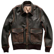 Load image into Gallery viewer, Men’s Brown A2 Aviator Bomber Jacket – Genuine Military-Style Leather
