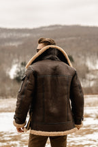 Men’s Brown B3 Flying Aviator Shearling Leather Jacket