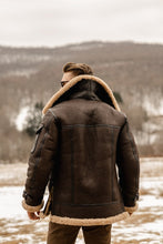 Laden Sie das Bild in den Galerie-Viewer, Herren Braune B3 Flieger Piloten Lammfell Lederjacke
