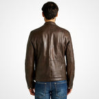 Herren-Lederjacke Braun Slim Fit – Klassischer Biker-Stil