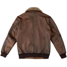 Load image into Gallery viewer, Men’s Chocolate Brown Leather Bomber Jacket – Classic Fit &amp; Timeless Style
