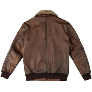 Men’s Chocolate Brown Leather Bomber Jacket – Classic Fit & Timeless Style