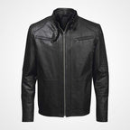 Klassische schwarze Lederjacke für Herren
