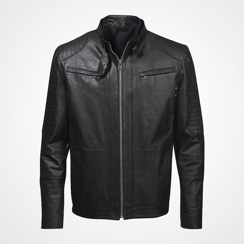 Klassische schwarze Lederjacke für Herren