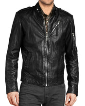 Load image into Gallery viewer, Men&#39;s Classic Black Leather Jacket – Timeless Style &amp; Comfort
