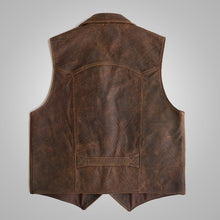 Load image into Gallery viewer, Men’s Classic Brown Sheepskin Cowboy Leather Vest
