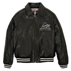 Men's Crocodile Embossed AVIREX ICON Leather Jacket Leather Outlet