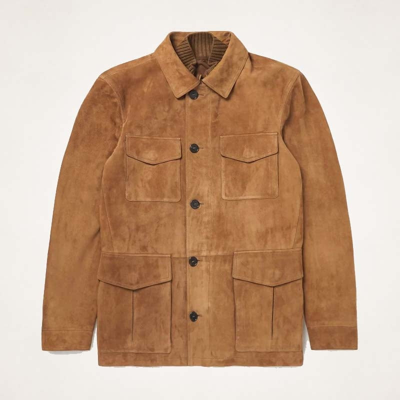 Herren Custom Feldjacke aus braunem Wildleder