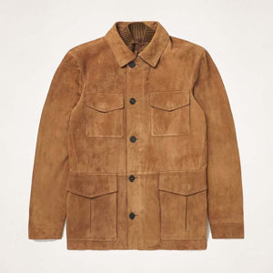Men’s Custom Brown Suede Leather Field Jacket