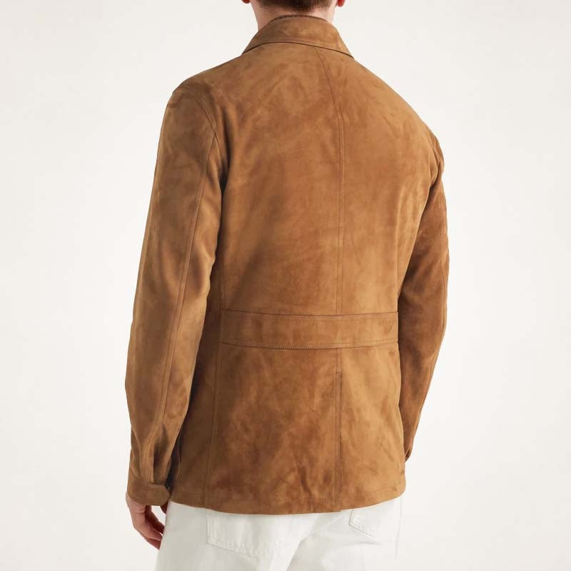 Herren Custom Feldjacke aus braunem Wildleder