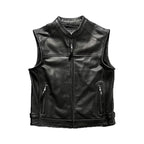 Men's Iconic Biker Black Leather Vest Leather Outlet