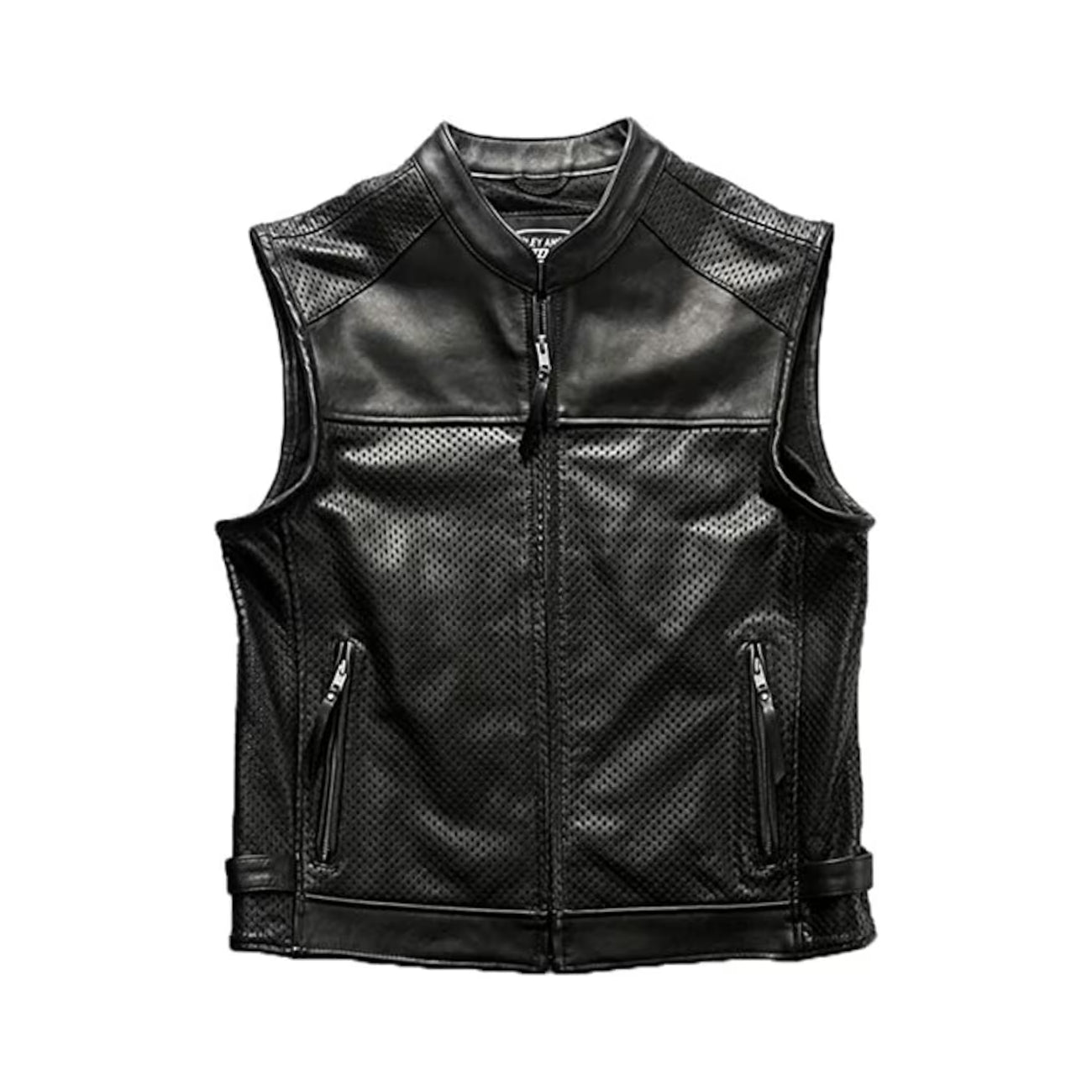 Men's Iconic Biker Black Leather Vest Leather Outlet