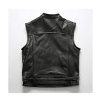 Men's Iconic Biker Black Leather Vest Leather Outlet