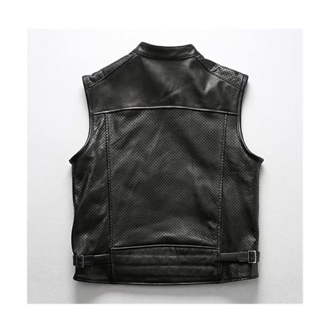 Men's Iconic Biker Black Leather Vest Leather Outlet