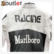 Load image into Gallery viewer, Men&#39;s Marlboro White and Black Genuine Leather Jacket Biker Jacket Leather Outlet
