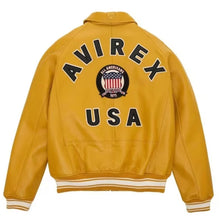 Load image into Gallery viewer, Men&#39;s New Avirex Yellow Bomber Leather Jacket Leather Outlet
