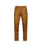 Men's New Style Burnt Brown Leather Pant Leather Outlet