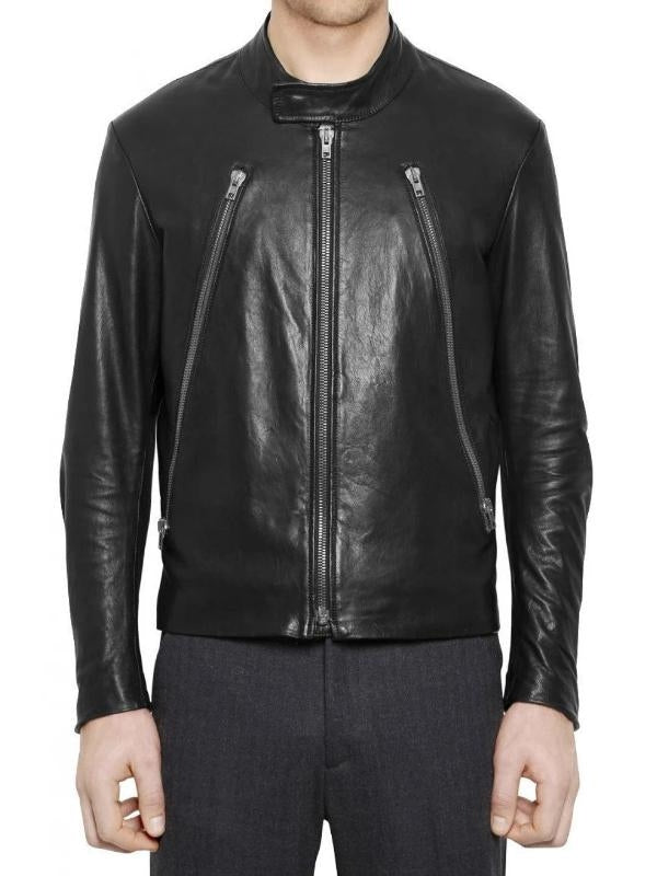 Herren Retro Bikerjacke aus schwarzem Leder – Klassischer Motorrad-Stil