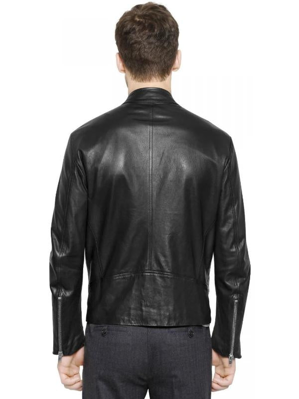 Herren Retro Bikerjacke aus schwarzem Leder – Klassischer Motorrad-Stil