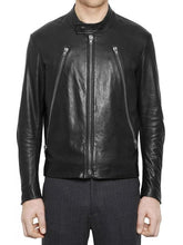 Load image into Gallery viewer, Men’s Retro Black Leather Moto Jacket – Classic Motorcycle Style
