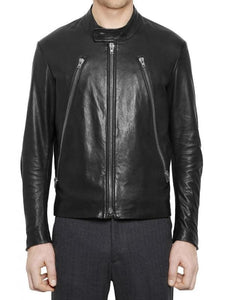 Men’s Retro Black Leather Moto Jacket – Classic Motorcycle Style